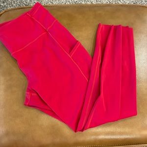 EUC LULULEMON FAST N FREE RED LEGGINGS, sz 12